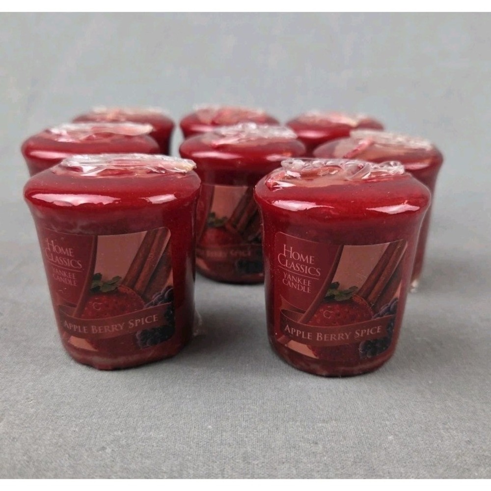 NEW Lot of 8 Yankee Candle APPLE BERRY SPICE 1.75 oz Votive Candles Discontinued